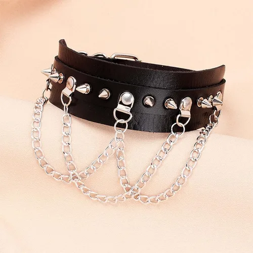 Vista 8 de TIDOO Goth Black Choker Collar Necklace Cute Leather Chokers Sexy Butterfly Moth Pendant Chocker Punk Spiked Choker Lolita Maid Cat Set for Women
