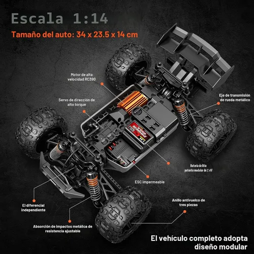 Vista 4 de X-TMAGA Vehículos RC Todo Terreno a Escala 1:14 para Adultos y Niños (HS14323), Máxima Velocidad de 40+ KPH, Camión RC Todo Terreno 4WD para Nieve