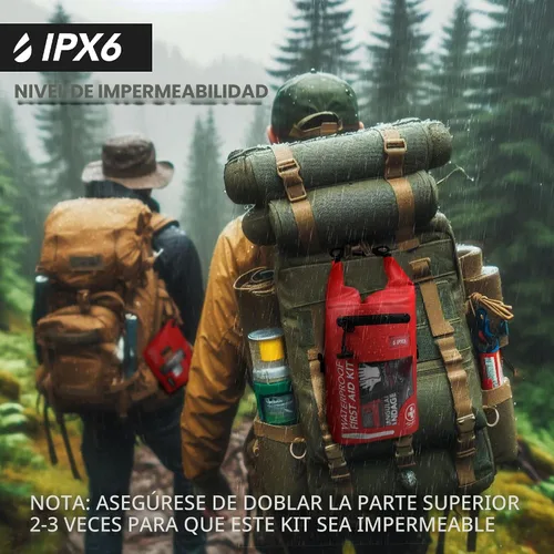 Vista 4 de Kit de primeros auxilios impermeable de 250 piezas, bolsa seca reflectante con tapa enrollable para barco, bolsas de emergencia, kit médico