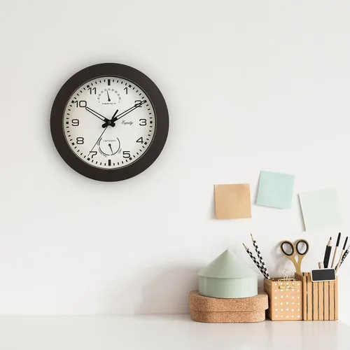 Vista 4 de Equity by La Crosse 29005 - Reloj de pared marrón con termómetro e higrómetro (10 pulgadas)