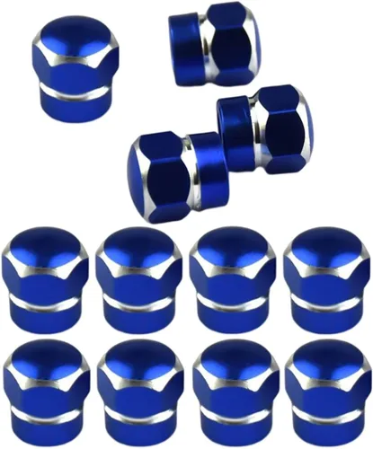 Vista 12 de 12 tapas de vástago de válvula de neumático de automóvil, cubiertas de vástago resistentes de aleación de aluminio en forma hexagonal, juego