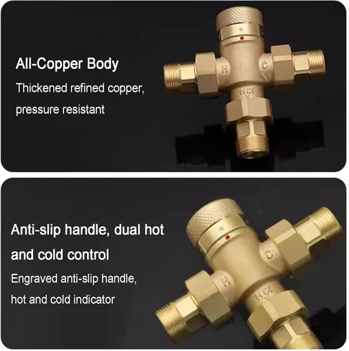 Vista 4 de Thermostatic Mixing, Temperature Constant, Shower Temperature Constant, Brass Material, NPT Thread, Celsius Mark, For Wash Basins, Showers