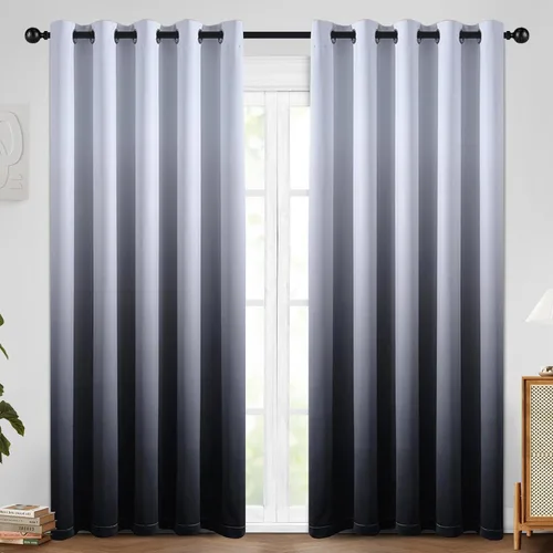 Vista 98 de SimpleHome Cortinas degradadas degradadas para oscurecer la habitación de 36 pulgadas de largo para dormitorio, con ojales y bloqueo de luz Negro