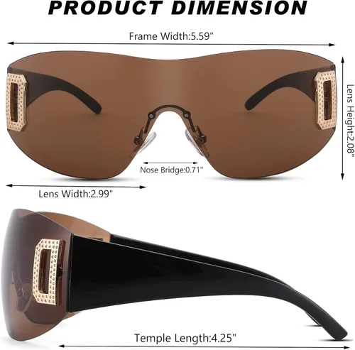 Vista 6 de gentlemaker Trendy Rimless Y2K Sunglasses for Women Men,Wrap Around Stylish Shield Frameless Sunglasses