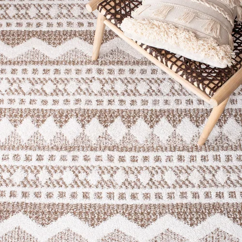 Vista 7 de SAFAVIEH Tapete grueso marroquí con borlas, 2 pies 2 pulgadas x 9 pies, color marfil y beige, no desprende pelusa y de fácil cuidado, 0.75 pulgadas