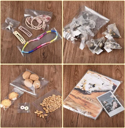 Vista 6 de uxcell 200 bolsas transparentes para violonchelo, 3 x 7 pulgadas, de plástico, autoadhesivas, OPP, bolsas de polietileno para embalar galletas