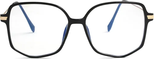Vista 2 de Teumire Lentes cuadrados de gran tamaño con bloqueo de luz azul para mujeres y hombres, ultraligeros a la moda, marcos nerd, lentes transparentes