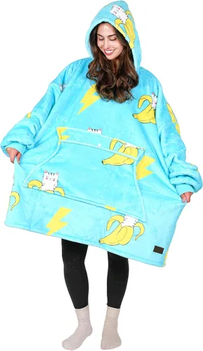 Vista 34 de Tirrinia - Sudadera con capucha de gran tamaño, manta de sherpa cómoda, reversible, gigante, para adultos, hombres, mujeres, adolescentes, esposa