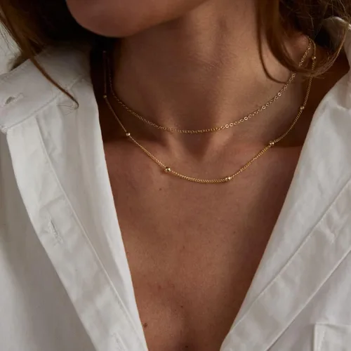 Vista 81 de Collares en capas para mujer, chapados en plata, delicada cuerda torcida de serpiente, delicado collar en capas, gargantilla de diferentes