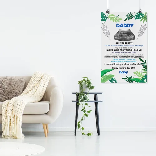 Vista 2 de Marco de fotos personalizado para el primer día del padre, foto de ultrasonido personalizado, póster de bebé, decoración de pared para papá por