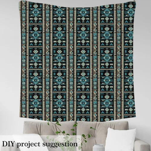 Vista 3 de Feelyou Tela Geométrica Bohemia por Yarda, Tela de Tapicería Étnica a Rayas Bohemia para Sillas, Tela Decorativa de Tradición Retro para Tapicería