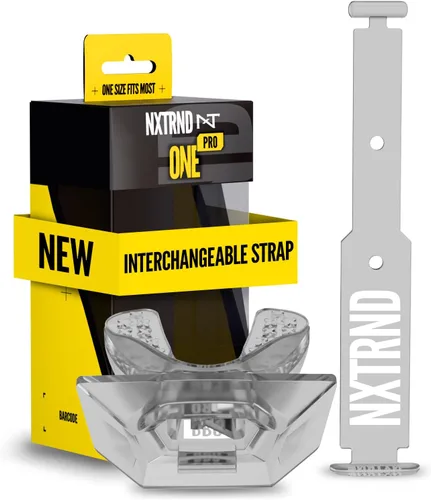 Vista 10 de Protector bucal de fútbol americano Nxtrnd One Pro, correa intercambiable, se adapta a adultos y jóvenes (negro)