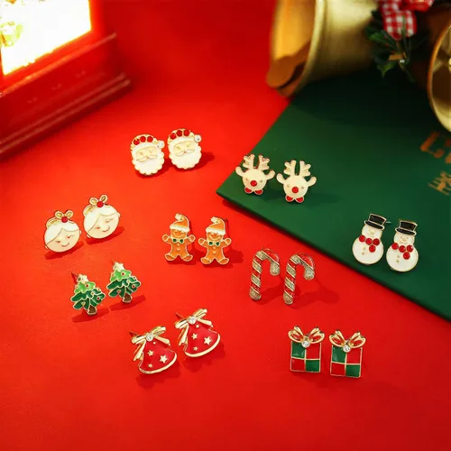 Vista 6 de Nuevos aretes de Halloween brillantes para mujeres y niñas, juego de aretes de Halloween, bonitos aretes de vacaciones, aretes de calabaza