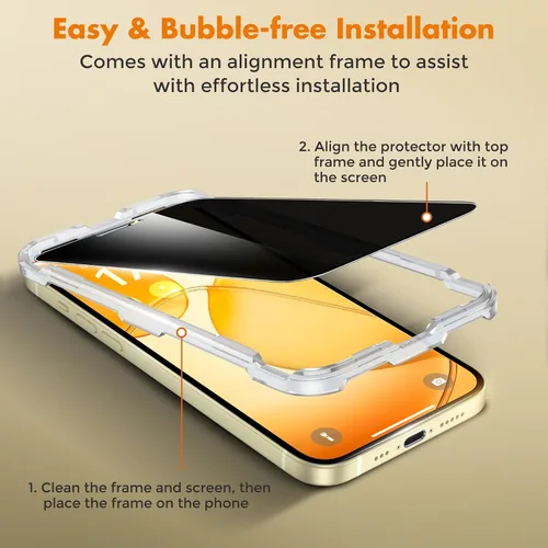 Vista 5 de UNBREAKcable Protector de pantalla de privacidad para iPhone 15, cobertura completa, vidrio templado inastillable [borde a borde]