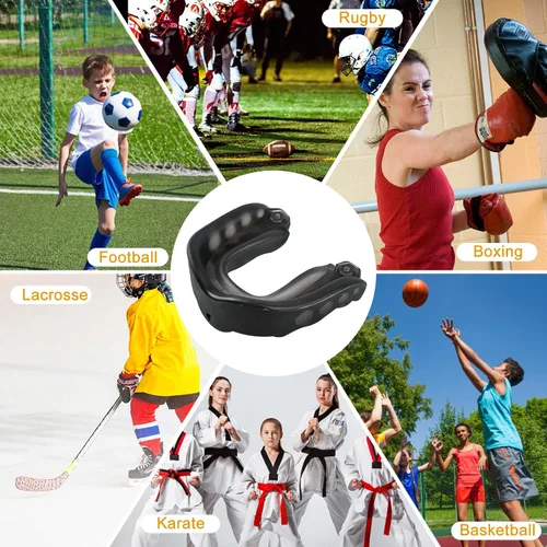 Vista 7 de Paquete de 2 protectores bucales de fútbol con correa, suave y mejorado para jóvenes, deportes para boxeo, artes marciales mixtas, hockey, rugby