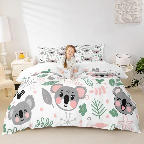 Vista 37 de Feelyou Funda de edredón de elefante de dibujos animados para niños, tamaño individual, juego de ropa de cama de cocodrilo para niños y niñas, funda