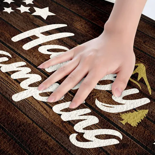 Vista 4 de Feelyou Alfombras de baño para cámper, alfombras de baño para campamento feliz, para ducha, tina, caravana, camping, baño, antideslizantes