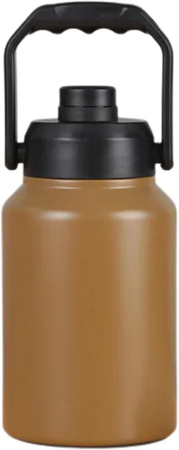Vista 7 de Botella de agua aislada al vacío de boca ancha de 64 onzas, 128 onzas, con asa, cubo de hielo de acero inoxidable, taza de viaje, gran cantimplora