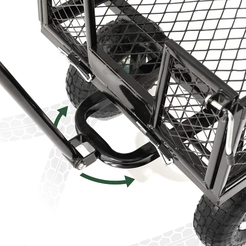 Vista 5 de Glitzhome Carrito de jardín de acero de malla resistente con lados extraíbles, 42.5 pulgadas de largo, negro