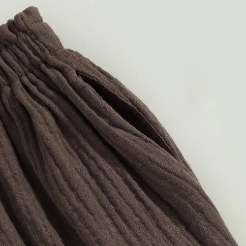 Vista 3 de Pantalones de harén para niños y niñas, pantalones básicos lisos, pantalones de algodón y lino, unisex, para bebé