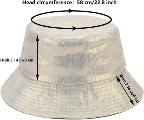 Vista 7 de IHAUIUE Sombrero de pescador metálico de poliuretano, de color sólido, reversible, plegable, sombreros de sol para mujeres y hombres