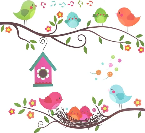 Vista 10 de Maydahui Vinilo adhesivo de pared con diseño de pájaros en ramas de árbol (34 x 34 pulgadas) removible para despegar y pegar, murales artísticos
