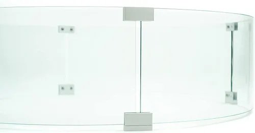 Vista 2 de AMS Chimenea de 46 pulgadas, protector de viento de vidrio redondo comercial Panel protector de llama de vidrio templado transparente. Resistente