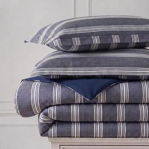 Vista 4 de Nautica - Juego de edredón tamaño Queen, ropa de cama reversible de algodón con fundas a juego y bolsa de lavandería reutilizable, peso medio