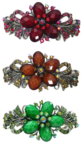 Vista 31 de Paquete de docenas de pasadores grandes jcgy con cristales brillantes, pinzas para el cabello gruesas, 1 unidad de 12 colores, 0052-D
