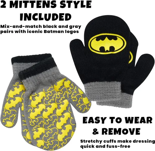 Vista 31 de DC Comics Conjunto de 2 pares de guantes o manoplas de invierno de Batman para niños (niños pequeños)