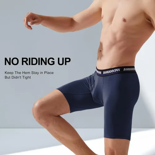 Vista 4 de BAMBOO COOL Men's Long Boxer Briefs Long Leg Performance Breathable Comfort Underwear for Men 3 or 5 or 6 Pack
