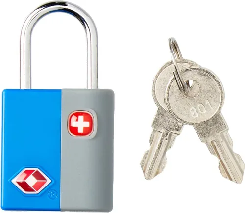 Vista 2 de SwissGear Cerraduras de equipaje de viaje aprobadas por la TSA, juego de 2 mini cerraduras con 2 llaves, azul, talla única
