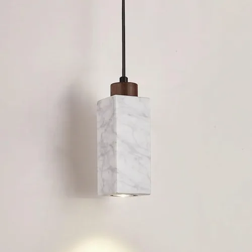 Vista 5 de Vintage Green Pendant Lights Fixtures, Nordic Natural Marble Hanging Pendant Lamp, Modern Wood Chandeliers for Kitchen Island Dining Room Living