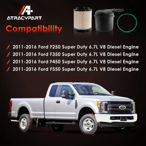 Vista 2 de Separador de agua con filtro de combustible diésel de 6.7 Power-stroke │Reemplazo para motores diésel Ford F250 F350 F450 F550 Super Duty V8