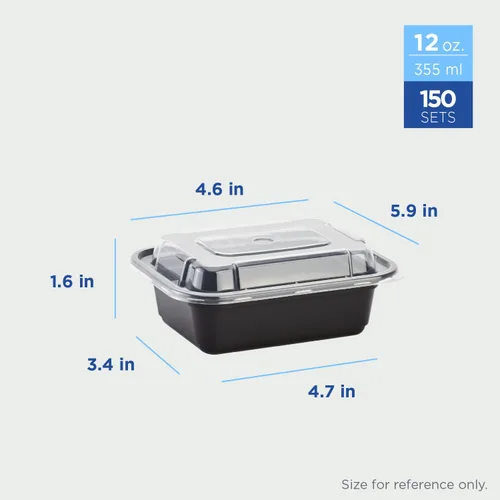 Vista 2 de Karat Contenedores de preparación de comidas [12 oz - 150 unidades] Contenedores reutilizables y desechables para llevar con tapas - Cajas Bento