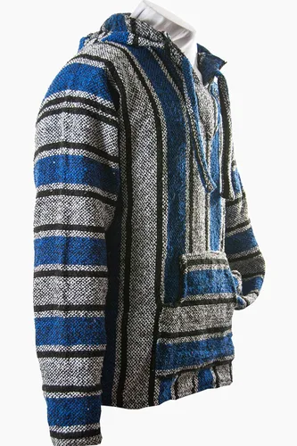 Vista 2 de Sacred Handcrafts Chaqueta Jerga mexicana Sudadera Hippie Surf Baja Poncho Ecológico Jersey