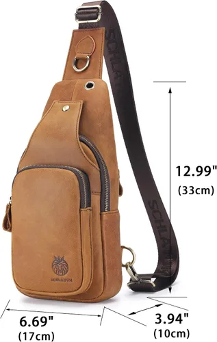 Vista 173 de LUKZIJAES Bolso bandolera de cuero genuino para hombre