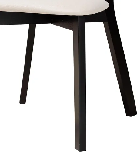 Vista 7 de Baxton Studio Dannell Mid-Century - Juego de sillas de comedor de 2 piezas de tela crema y madera con acabado negro