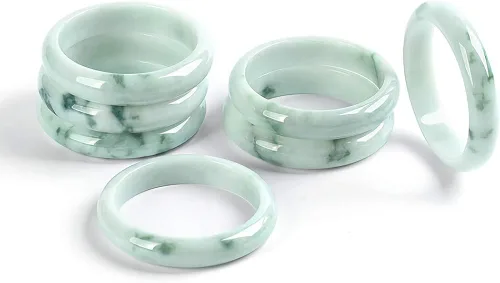Vista 2 de HSUMING Pulsera de jade chino con flores flotantes verdes de piedra natural para mujer, A0001