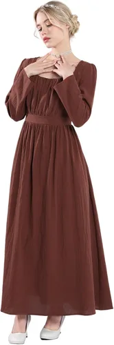 Vista 2 de NSPSTT Vestido colonial - Disfraz de campesina de pionera y guerra civil para mujer
