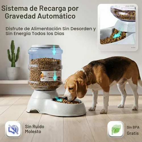 Vista 4 de Bol para mascotas con sistema dispensador automático y almacenamiento de alimento seco, de Flexzion