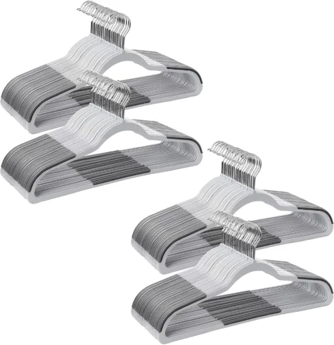Vista 11 de SONGMICS Perchas de ropa, paquete de 50 perchas de plástico, ahorro de espacio, color negro, UCRP50B