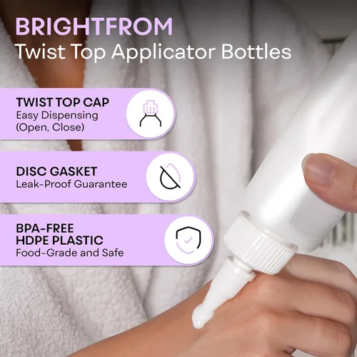 Vista 2 de BRIGHTFROM Botellas aplicadoras con tapa giratoria, botellas de plástico vacías de 2 onzas, recargables, boquilla de apertura/cierre, multiusos