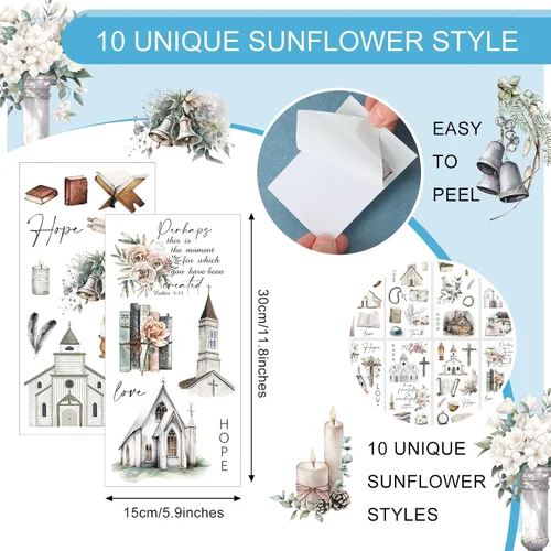 Vista 2 de Lincia - 10 hojas de calcomanías navideñas para manualidades y muebles, calcomanías de transferencia por fricción, muñeco de nieve, gnomo, reno
