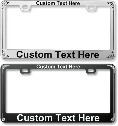 Vista 9 de Marco de placa personalizado de metal, soporte de placa de aluminio inoxidable para la parte delantera o trasera, accesorios exteriores para Negro