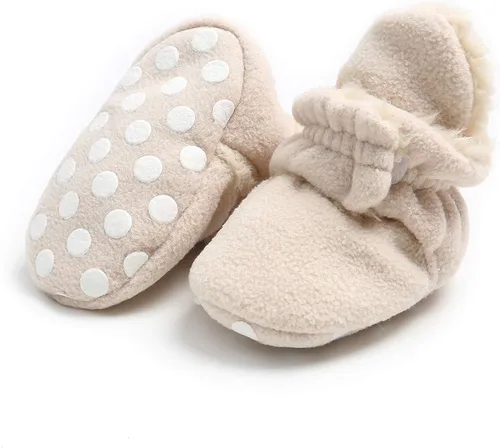 Vista 5 de Ohwawadi - Calcetines de forro polar para bebé o niña, suaves y calientes, botas o zapatos para bebés recién nacidos, con estilos de dibujos