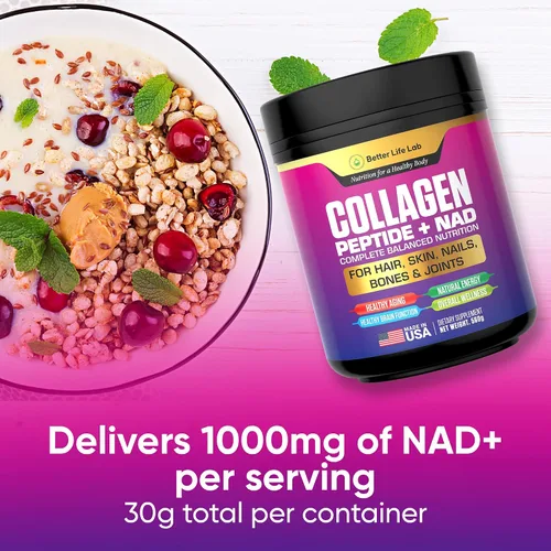 Vista 4 de BETTER LIFE LAB Péptidos de colágeno hidrolizados con NAD – Apoya el cabello, la piel, las uñas, las articulaciones y los huesos – Colágeno tipo I