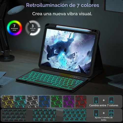 Vista 5 de FUWANG - Funda para iPad A16 de 11ª/10ª generación con teclado, color mármol negro