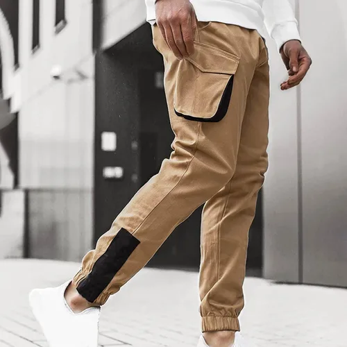 Vista 8 de IEPOFG Pantalones cargo para hombre con bolsillo lateral, ajuste relajado, pantalones de harén ajustados, pantalones tácticos casuales para deportes