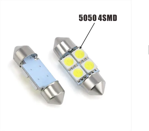 Vista 3 de 6 bombillas LED súper blancas de 1.220 in 4SMD 5050 para placa de matrícula, cúpula, mapa, maletero, luz LED (6)